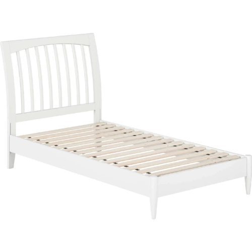 Orleans Twin Low Profile Sleigh Platform Bed in White Finish Wood