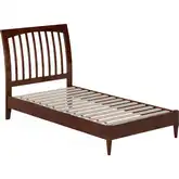 Orleans Twin Low Profile Sleigh Platform Bed in Walnut Finish Wood