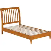 Orleans Twin Low Profile Sleigh Platform Bed in Light Toffee Finish Wood