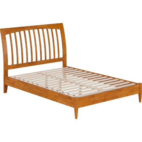 Orleans Full Low Profile Sleigh Platform Bed in Light Toffee Finish Wood