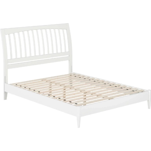 Orleans Queen Low Profile Sleigh Platform Bed in White Finish Wood