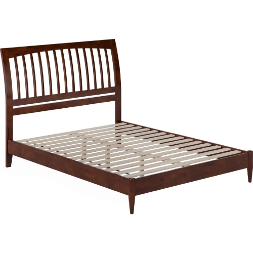 Orleans Queen Low Profile Sleigh Platform Bed in Walnut Finish Wood