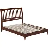 Orleans Queen Low Profile Sleigh Platform Bed in Walnut Finish Wood