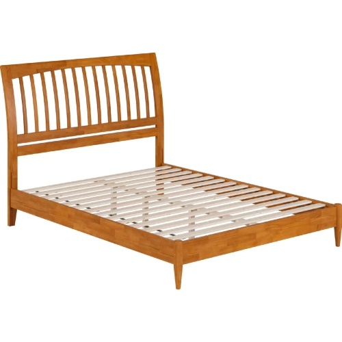 Orleans Queen Low Profile Sleigh Platform Bed in Light Toffee Finish Wood