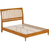 Orleans Queen Low Profile Sleigh Platform Bed in Light Toffee Finish Wood