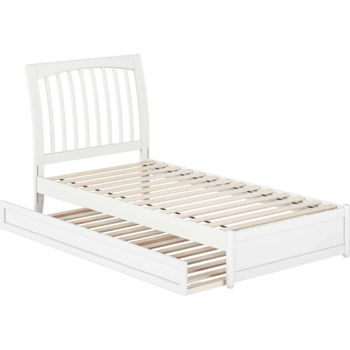 Roslyn Twin XL Platform Bed with Panel Footboard, Twin XL Trundle & Charging in White