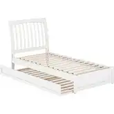 Roslyn Twin XL Platform Bed with Panel Footboard, Twin XL Trundle & Charging in White