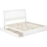 Roslyn King Platform Bed with Panel Footboard, Twin XL Trundle & Charging in White