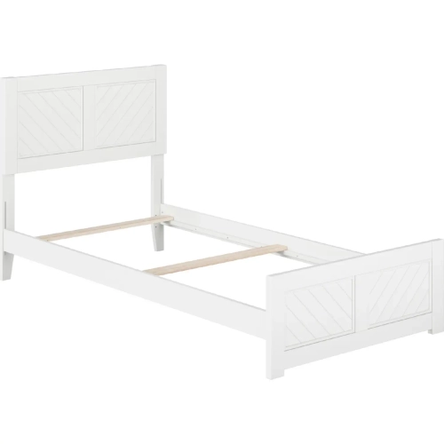 Canyon Twin XL Foundation Bed Frame w/ Footboard in White Wood