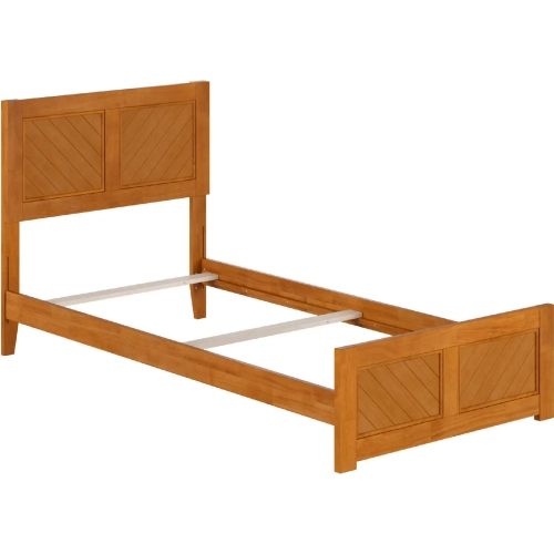 Canyon Twin XL Foundation Bed Frame w/ Footboard in Light Toffee Wood
