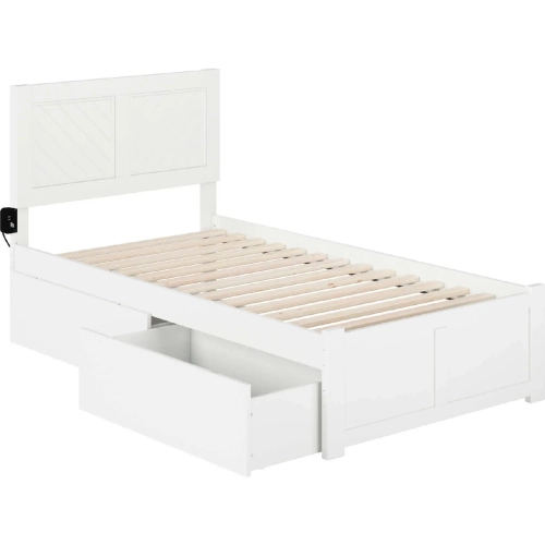 Canyon Twin Storage Platform Bed with 2 Drawers in White Finish Wood