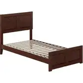 Berkshire Twin Low Profile Platform Bed w/ Footboard in Walnut Wood