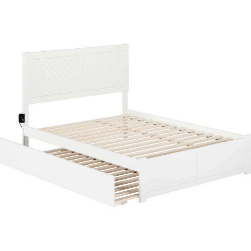 Canyon Full Platform Bed with Twin Trundle in White Finish Wood