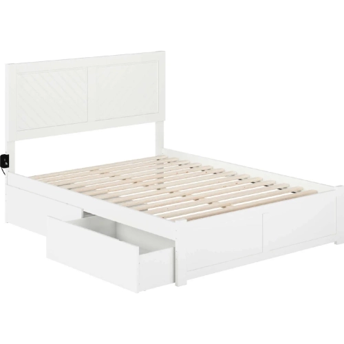 Canyon Full Platform Bed with 2 Drawers in White Finish Wood