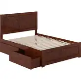 Canyon Full Platform Bed w/ Footboard & Storage Drawers in Walnut  Wood
