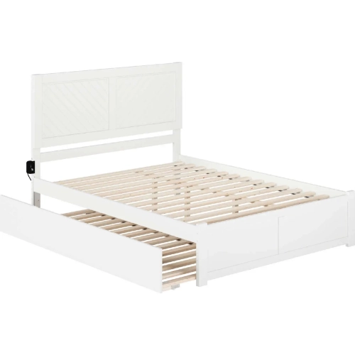 Canyon Queen Platform Bed with Twin XL Trundle in White Finish Wood