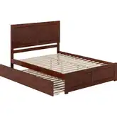 Canyon Queen Platform Bed w/ Footboard & Twin XL Trundle in Walnut Wood
