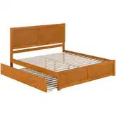 Canyon King Platform Bed w/ Footboard & Twin XL Trundle in Light Toffee Wood