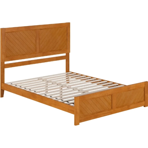Berkshire Queen Low Profile Platform Bed w/ Footboard in Light Toffee Wood