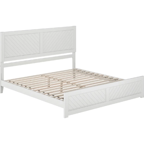 Berkshire King Low Profile Platform Bed w/ Footboard in White Wood
