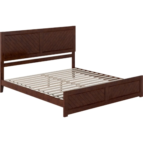 Berkshire King Low Profile Platform Bed w/ Footboard in Walnut Wood