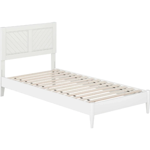 Berkshire Twin XL Low Profile Platform Bed with USB in White Finish Wood