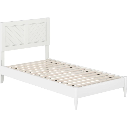 Berkshire Twin Low Profile Platform Bed with USB in White Finish Wood