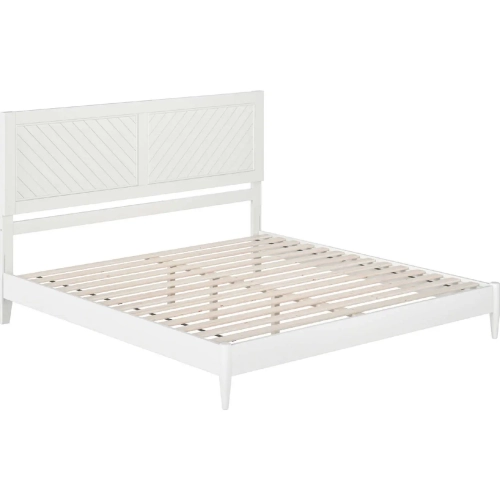 Berkshire King Low Profile Platform Bed with USB in White Finish Wood