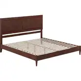 Berkshire King Low Profile Platform Bed with USB in Walnut Finish Wood
