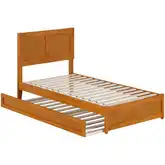 Clayton Twin Platform Bed & Twin Trundle in Light Toffee Wood