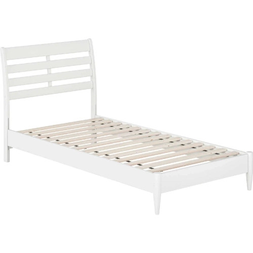 Savannah Twin XL Low Profile Platform Bed in White Finish Wood