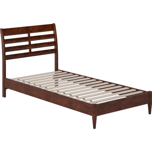 Savannah Twin XL Low Profile Platform Bed in Walnut Finish Wood