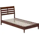 Savannah Twin XL Low Profile Platform Bed in Walnut Finish Wood