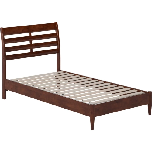 Savannah Twin Low Profile Platform Bed in Walnut Finish Wood