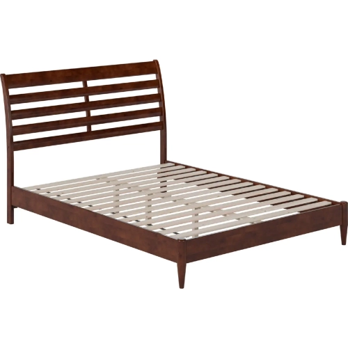 Savannah Queen Low Profile Platform Bed in Walnut Finish Wood