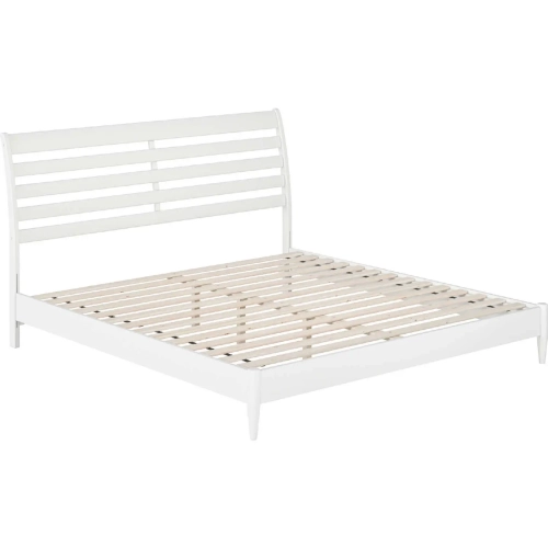 Savannah King Low Profile Platform Bed in White Finish Wood