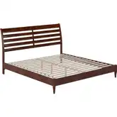 Savannah King Low Profile Platform Bed in Walnut Finish Wood