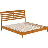 Savannah King Low Profile Platform Bed in Light Toffee Finish Wood