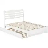 Emelie Full Platform Bed with Panel Footboard, Twin Trundle & Charging in White