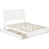 Emelie Queen Platform Bed with Panel Footboard, Twin XL Trundle & Charging in White
