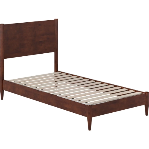 Pasadena Twin Low Profile Platform Bed in Walnut Finish Wood