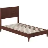 Pasadena Twin Low Profile Platform Bed in Walnut Finish Wood