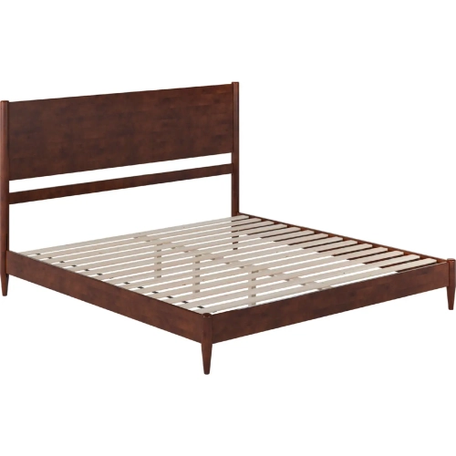 Pasadena King Low Profile Platform Bed in Walnut Finish Wood