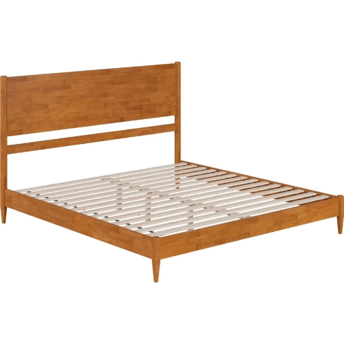 Pasadena King Low Profile Platform Bed in Light Toffee Finish Wood