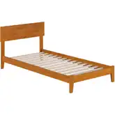 Orlando Twin XL Low Profile Platform Bed in Light Toffee Solid Wood