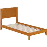 Madison Twin XL Low Profile Platform Bed in Toffee Wood
