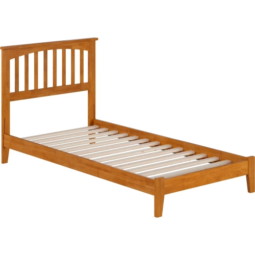 Mission Twin XL Low Profile Platform Bed in Toffee Wood