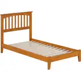 Mission Twin Low Profile Platform Bed in Toffee Wood