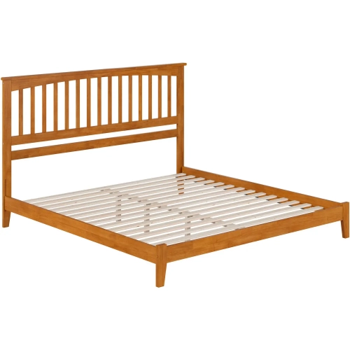 Mission King Low Profile Platform Bed in Toffee Wood