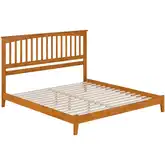 Mission King Low Profile Platform Bed in Toffee Wood